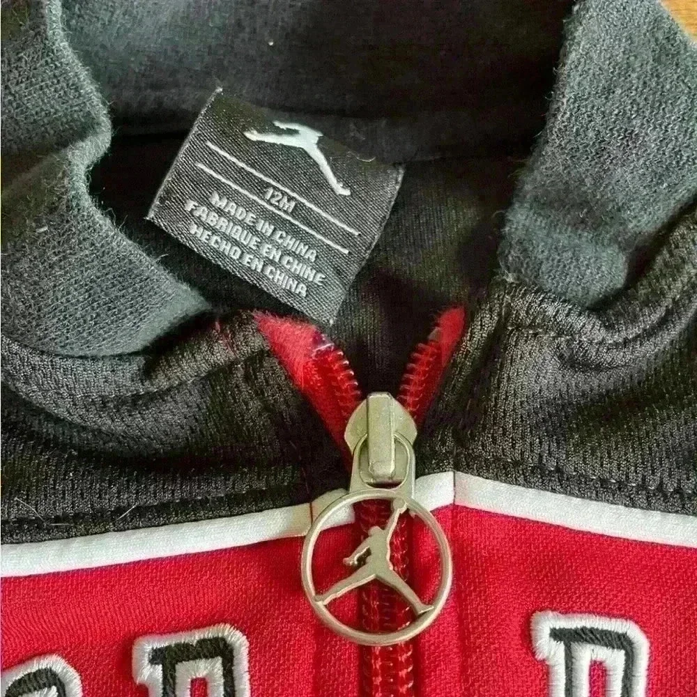 Michael Jordan 23 Kids 12M Full Zip Jacket Red, Black and White